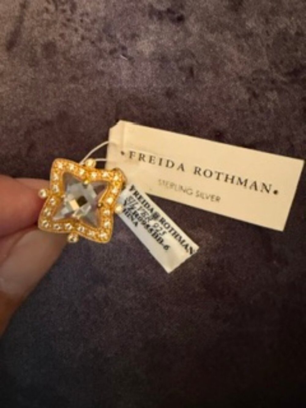 Freida Rothman matte gold CZ statement ring